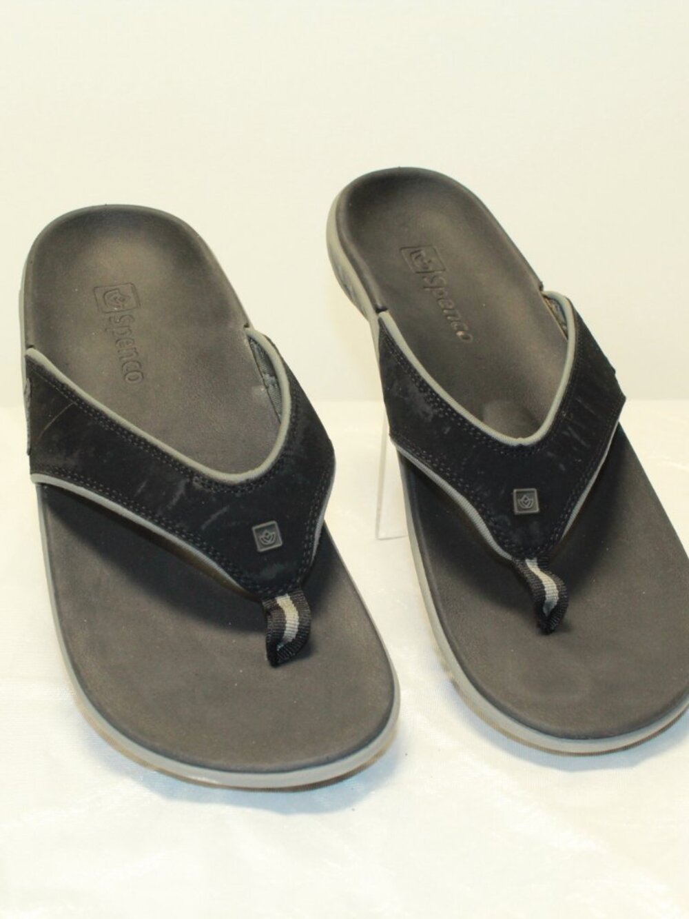 Spenco Size 12 Black YUMI Orthotic Comfort Arch Support Flip Flop Thong Sandals